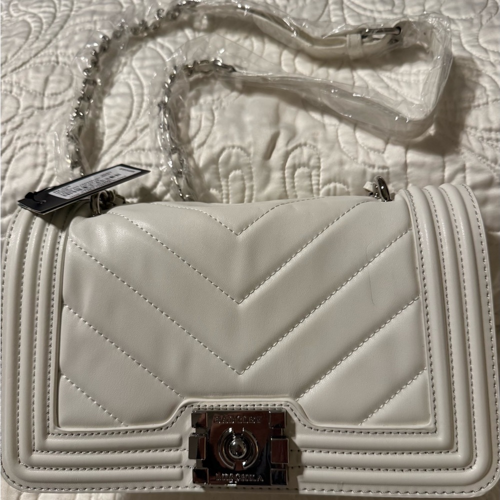 Badgley Mischka Ivory Chevron Shoulder Bag